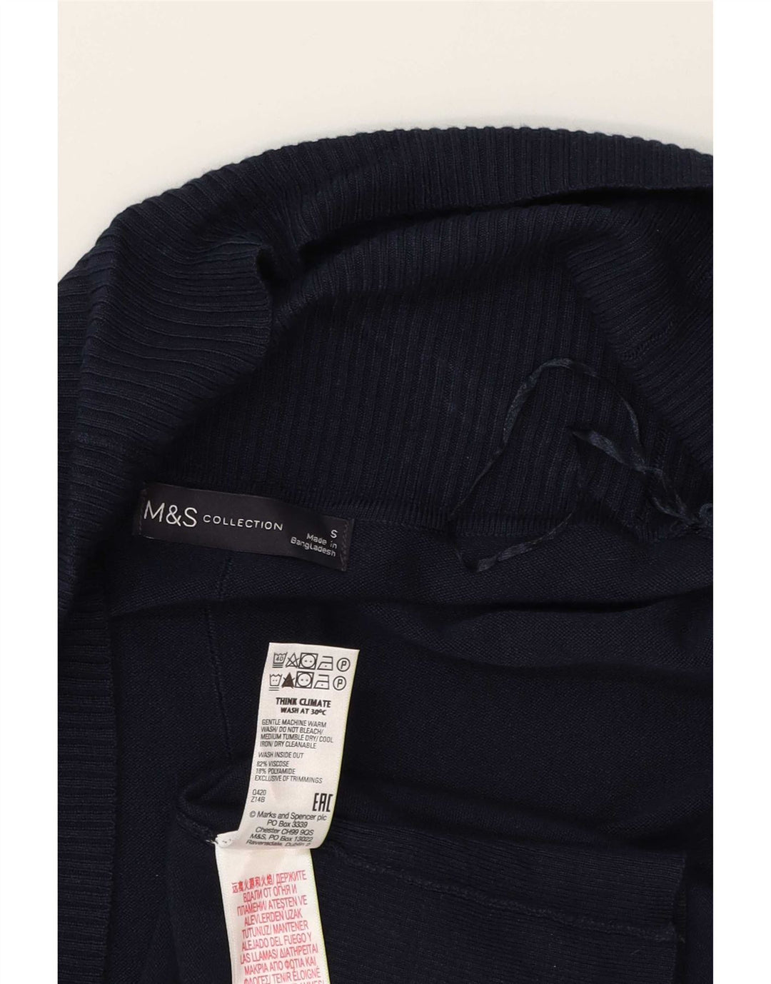 Marks & Spencer Pull cardigan ouvert pour femme UK 10 Small Bleu marine Viscose