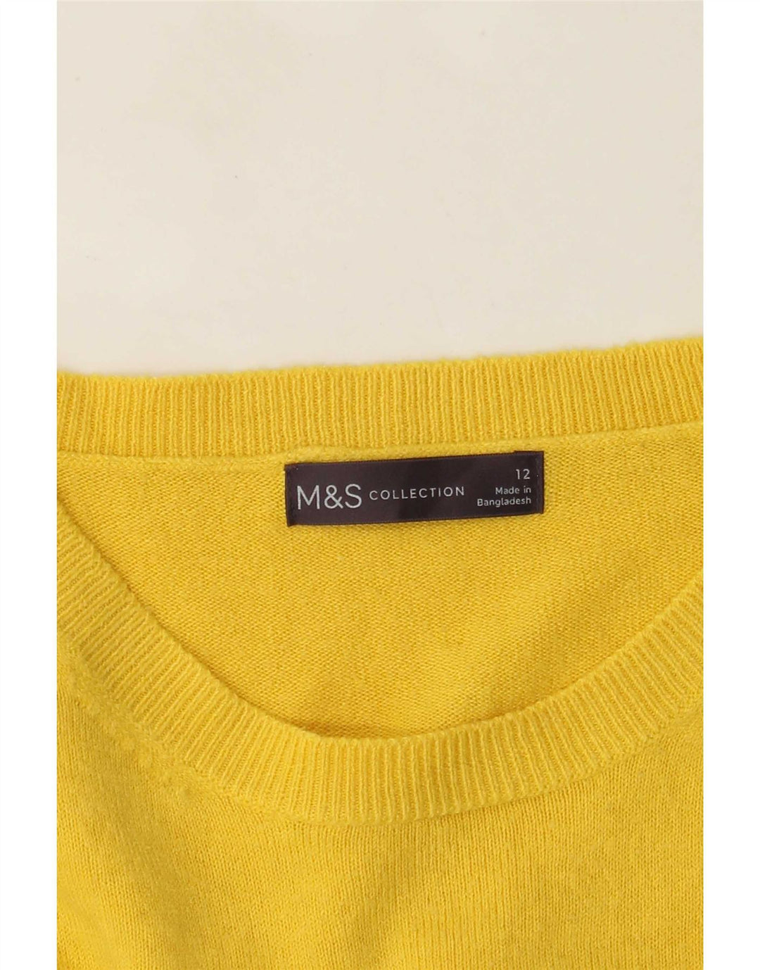 Marks & Spencer Pull à col rond pour femme UK 12 Jaune moyen