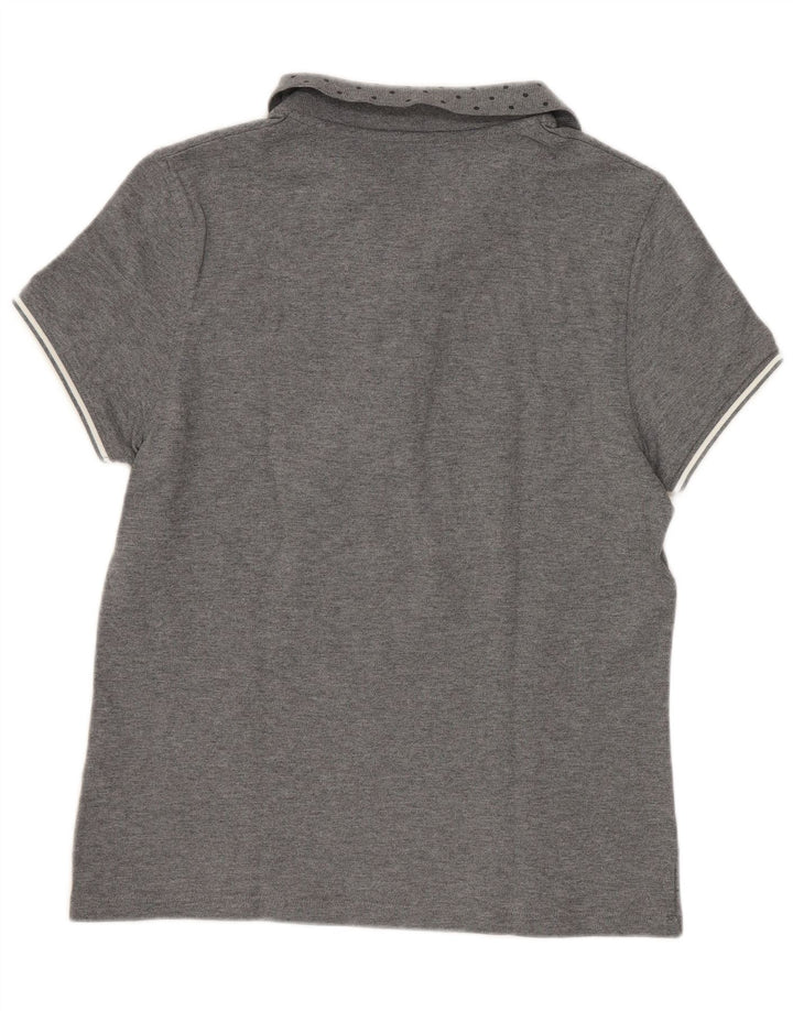 Fred Perry Polo Femme UK 12 Coton Taché Gris Moyen