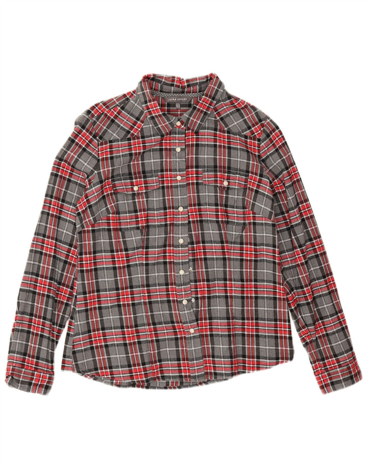 Laura Ashley Chemise en flanelle pour femme UK 14 Grand coton à carreaux gris