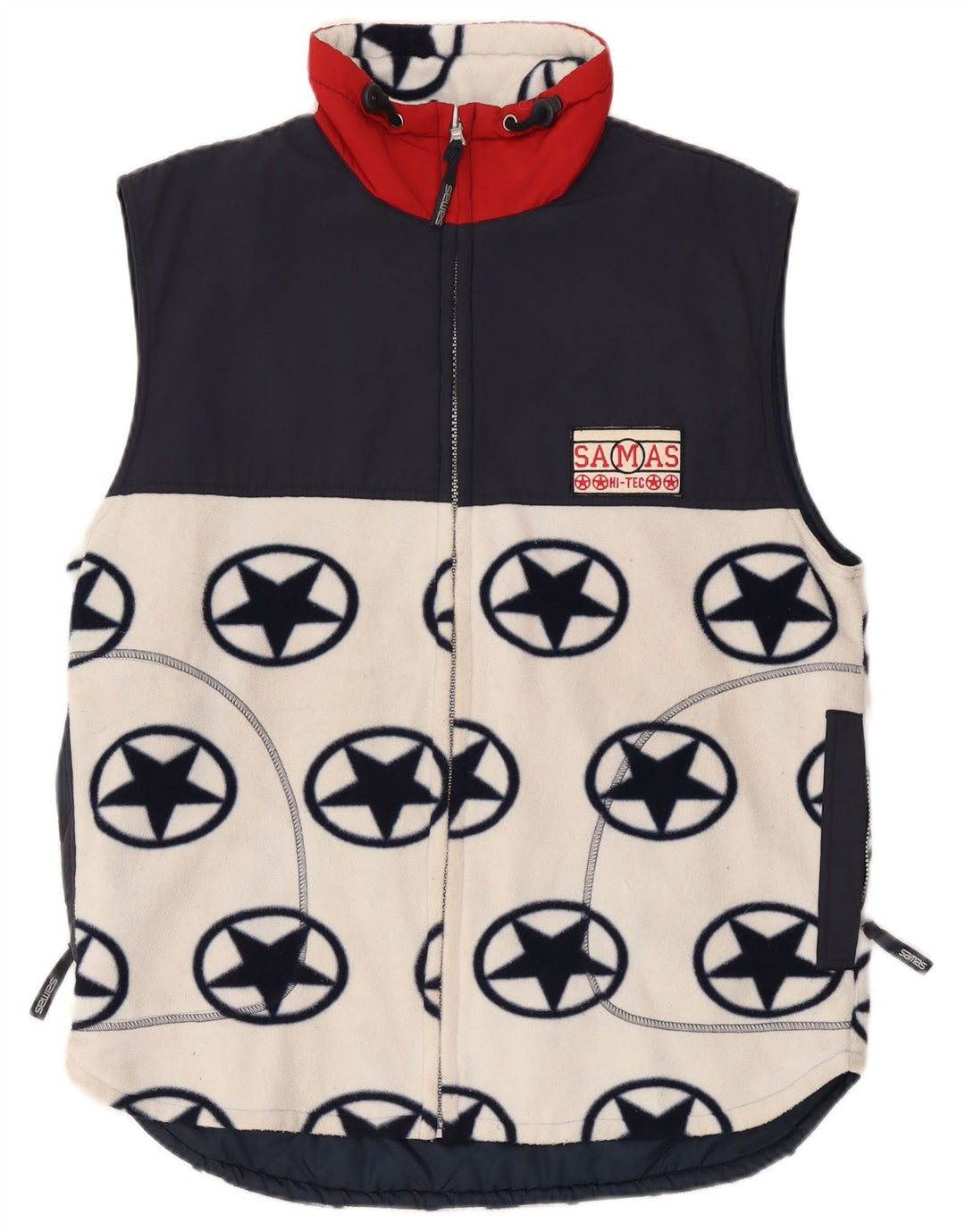 Samas Gilet polaire homme UK 38 moyen blanc géométrique