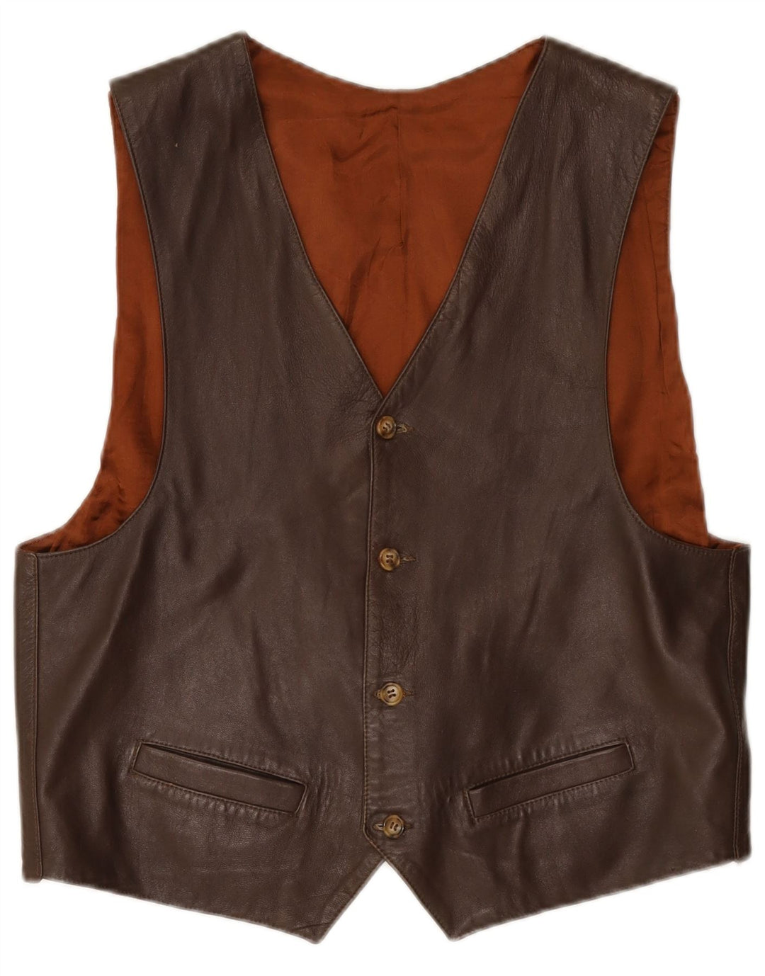 gilet en cuir homme vintage XL Marron