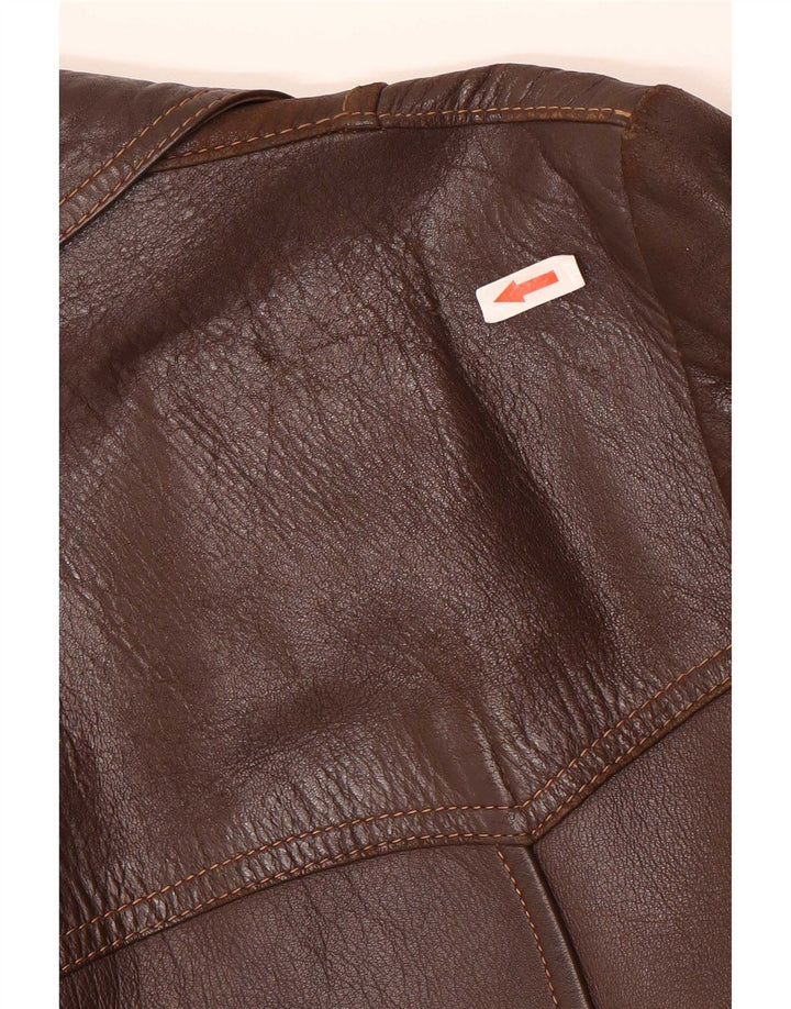 manteau en cuir femme vintage UK 14 Brun moyen