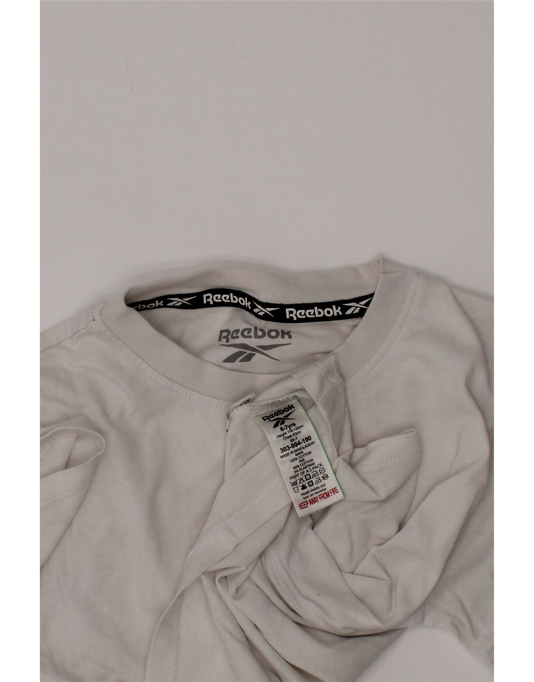 Reebok T-Shirt Graphique Garçon 6-7 ans Blanc Coton