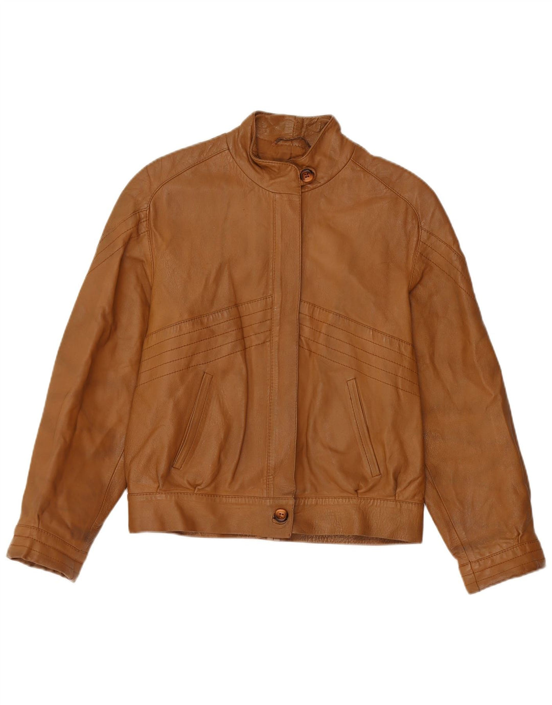 Veste en cuir femme vintage IT 44 Cuir marron moyen