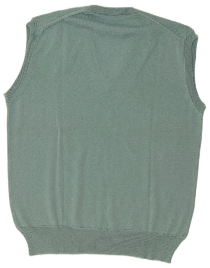 vintage Mens Vest Débardeur Grande Laine Bleue