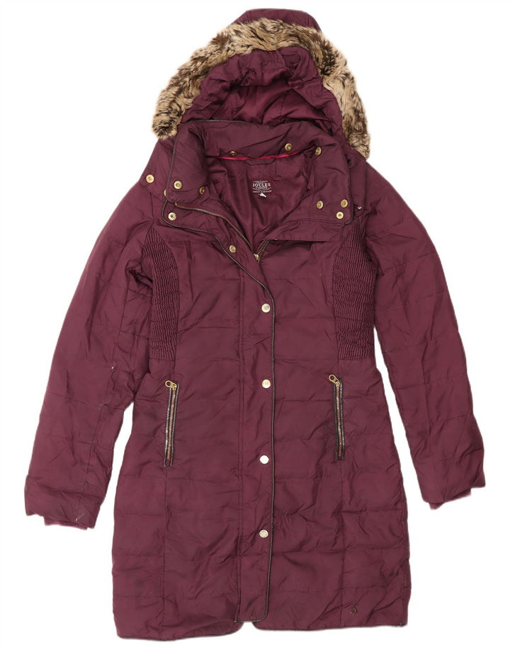 Joules Manteau rembourré à capuche pour femme UK 8 Small Bordeaux Polyester