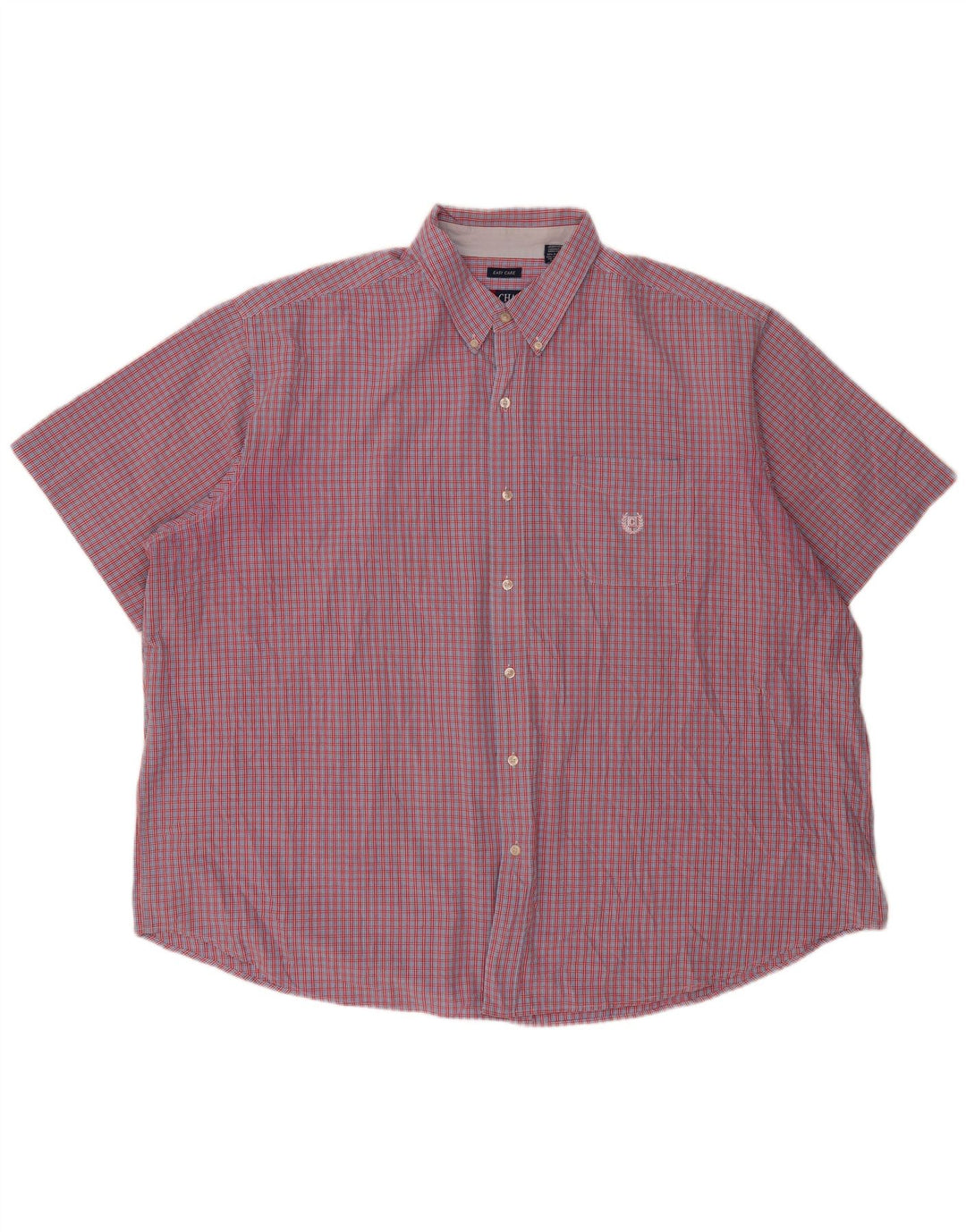 Chaps Chemise à manches courtes pour homme facile d'entretien 4XL Rouge à carreaux en coton