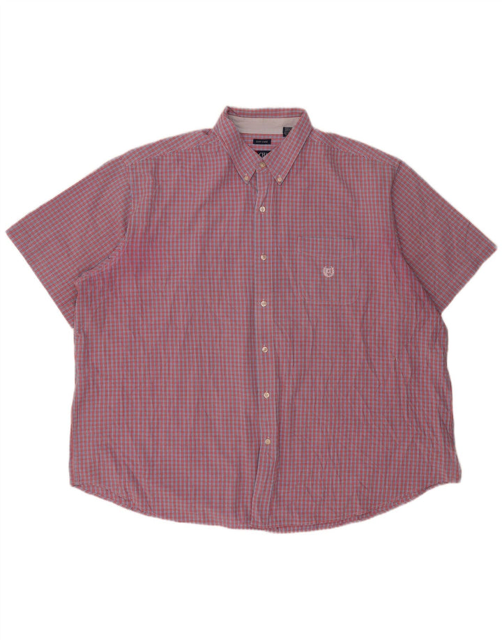Chaps Chemise à manches courtes pour homme facile d'entretien 4XL Rouge à carreaux en coton