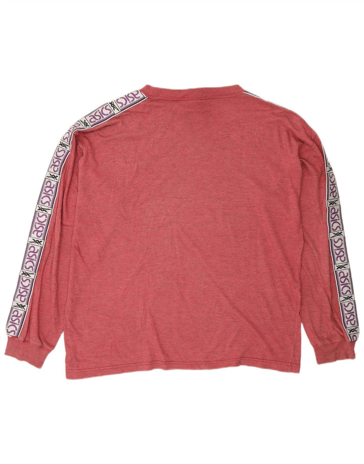 Asics Homme Graphic Top Manches Longues XL Rouge Colourblock Coton