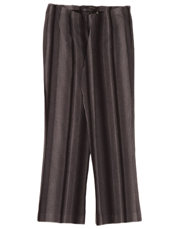 Pantalon décontracté droit femme vintage UK 12 Moyen W30 L29 Gris Rayé
