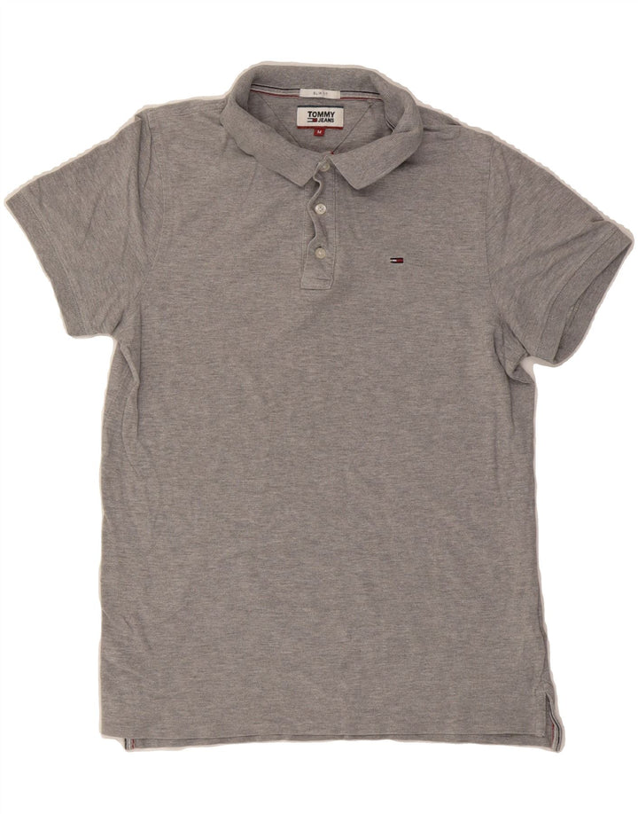 TOMMY HILFIGER Mens Slim Fit Polo Shirt Medium Grey Cotton Vintage Tommy Hilfiger and Second-Hand Tommy Hilfiger from Messina Hembry 