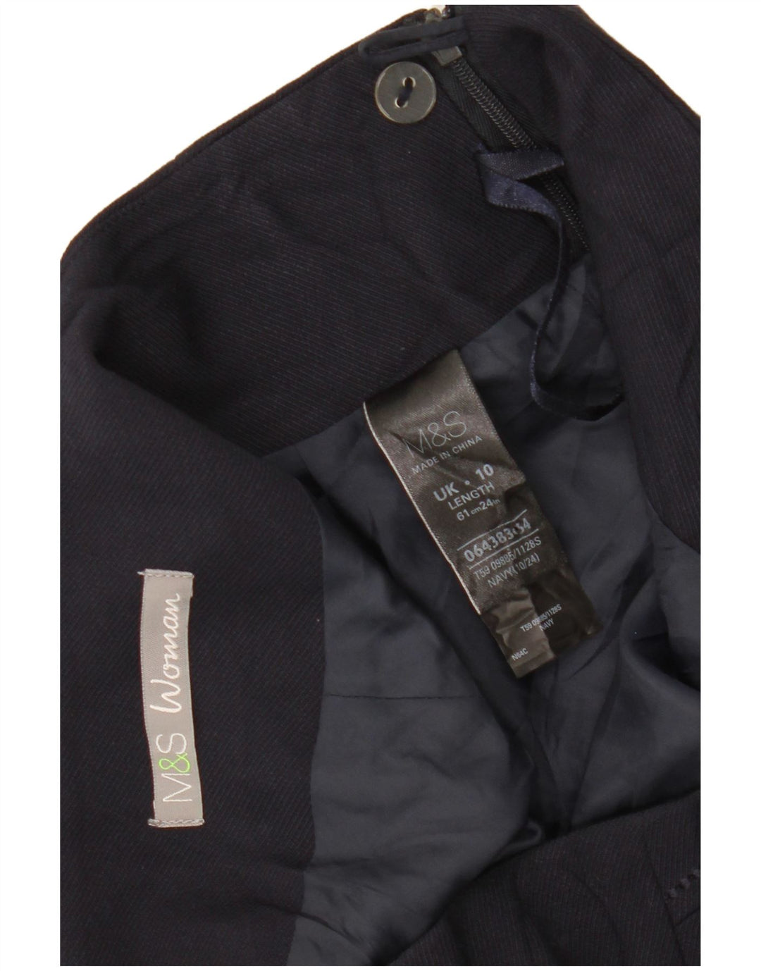 MARKS & SPENCER Jupe droite pour femme UK 10 Small W30 Bleu marine Polyester