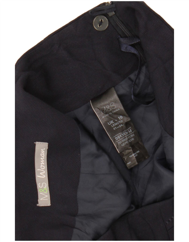 MARKS & SPENCER Jupe droite pour femme UK 10 Small W30 Bleu marine Polyester