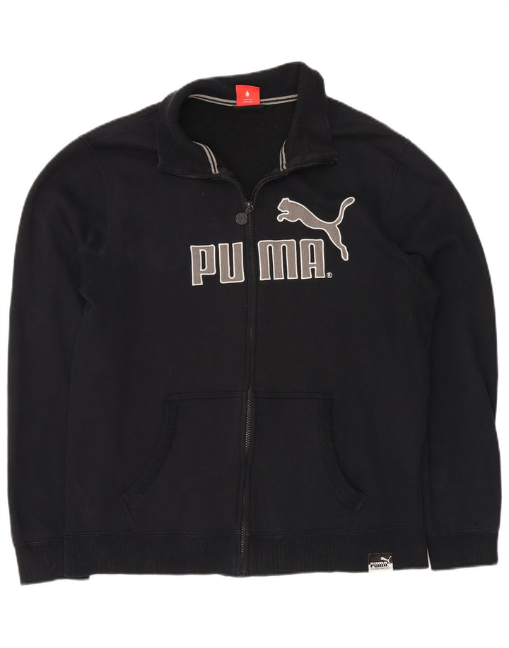 PUMA Veste de survêtement graphique pour hommes, grande taille, en coton noir