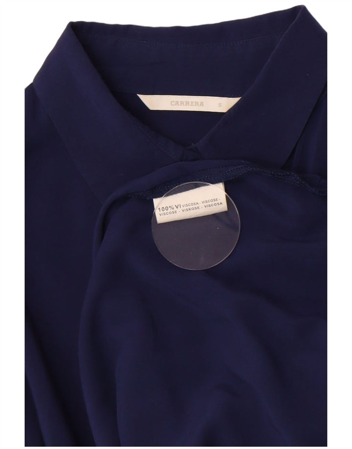 Carrera Chemise Chemisier Femme UK 10 Small Bleu Marine Viscose
