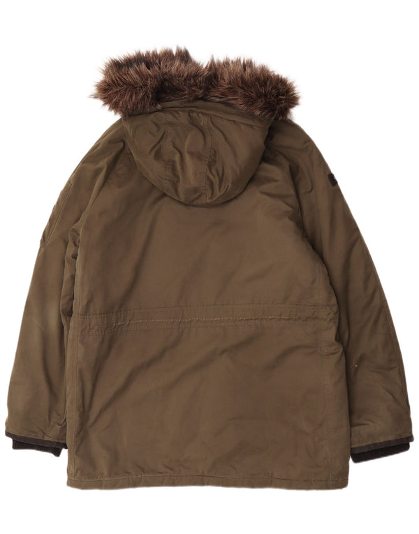 Superdry Parka à capuche pour homme UK 40 Large Kaki Polyester