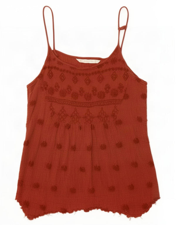 Zara Womens Trafaluc Crop Asymétrique Cami Top UK 14 Grand Rouge Floral