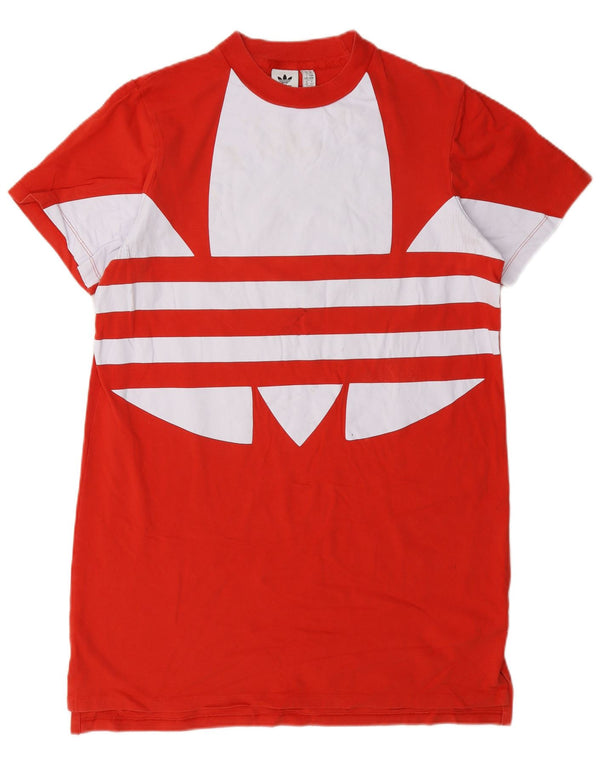 Adidas Robe t-shirt graphique pour femme UK 14 Coton orange moyen