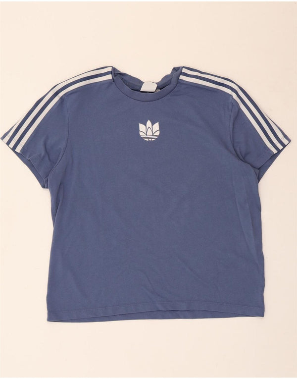 Adidas T-shirt graphique pour femme UK 14 Bleu moyen Coton