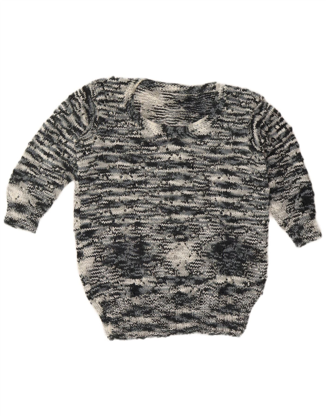 vintage Femmes Bateau Cou Jumper Pull UK 12 Gris Moyen