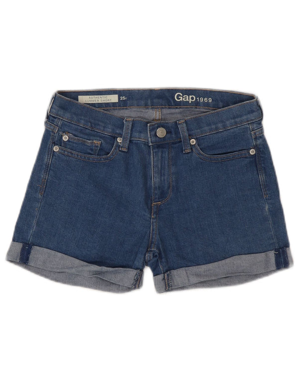 Gap Short en jean pour femme US 0 XS W25 Bleu Coton