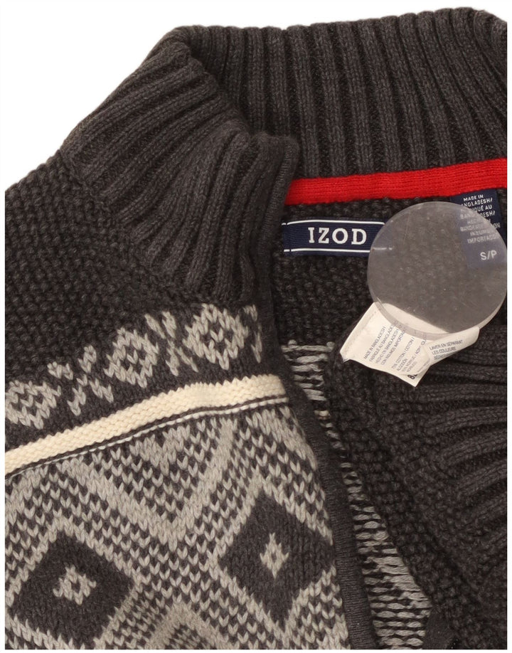 IZOD Pull à col zippé pour homme Petit gris Fair Isle en coton