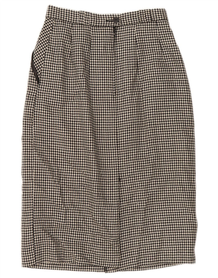 BRENDELLA Womens Pencil Skirt W24 XS Black Houndstooth Wool