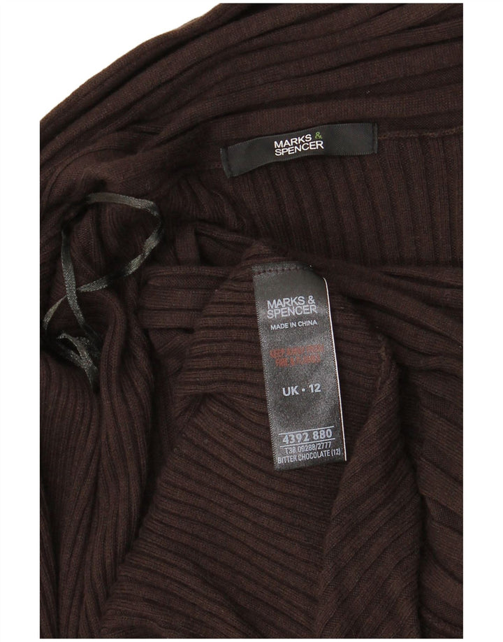 MARKS & SPENCER Pull cardigan ouvert long pour femme UK 12 Marron moyen