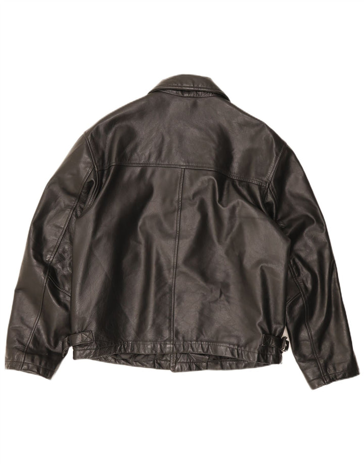 veste en cuir homme vintage IT 50 Grand cuir noir