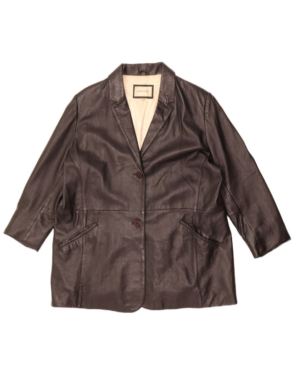 Essence Veste en cuir surdimensionnée pour femme UK 18/20 XL Cuir noir