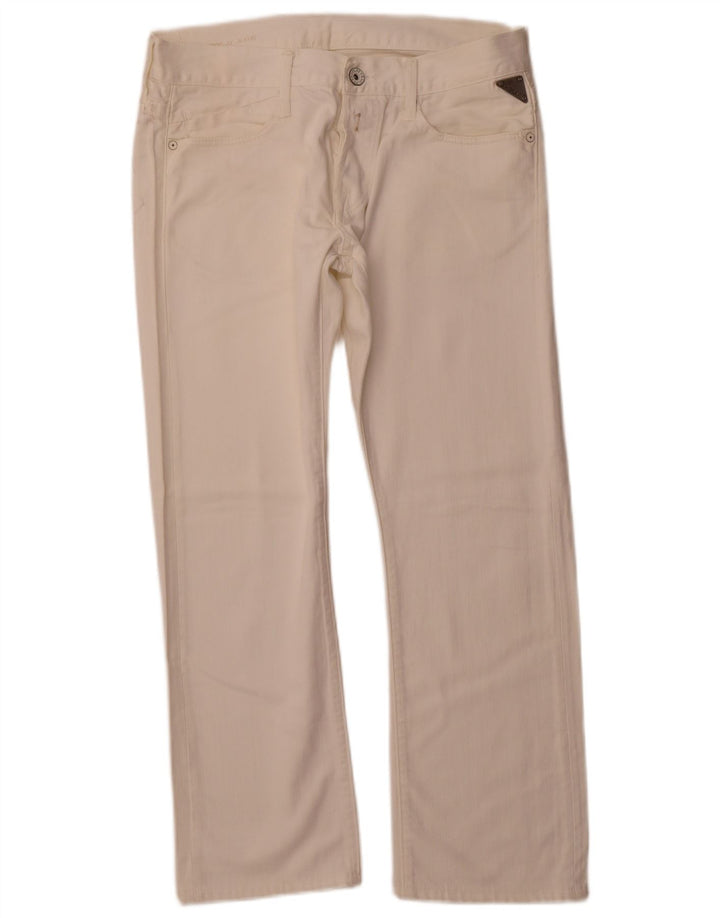 REPLAY Jean Droit Femme W33 L28 Blanc Cassé Coton