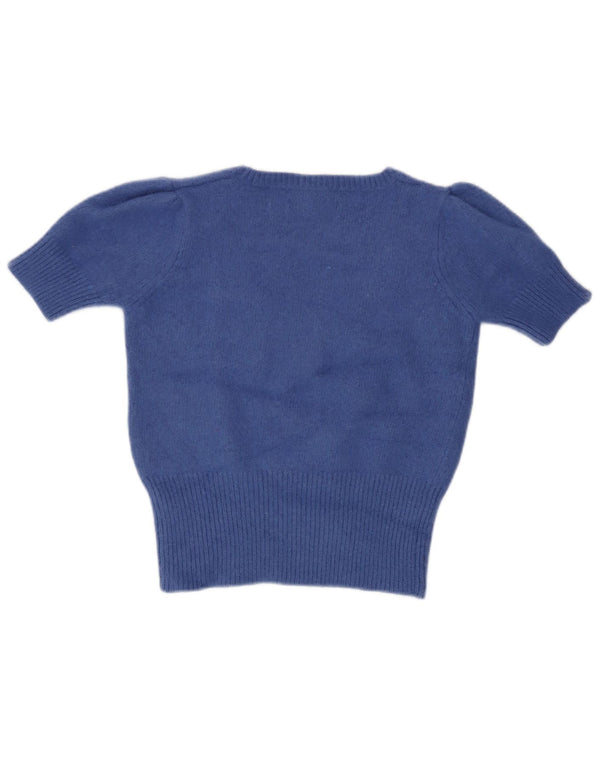 Zara Pull court à col bateau pour femme UK 12 Bleu marine moyen