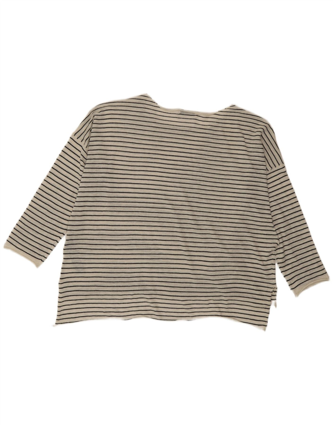 Zara Femme Haut Oversize Manches Longues UK 44 Polyester Rayé Blanc Moyen