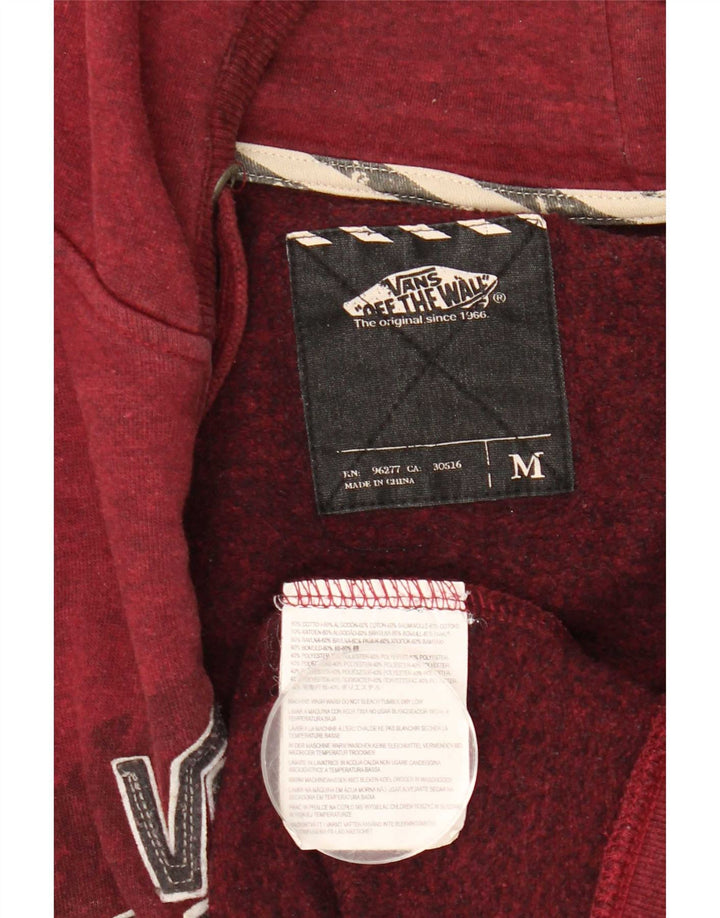 Vans Pull à capuche zippé graphique en coton bordeaux moyen pour homme
