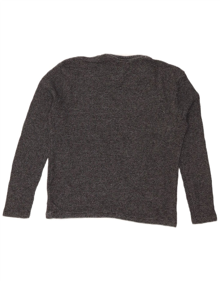 ZARA Femme Top Manches Longues UK 44 Coton Chiné Gris Moyen