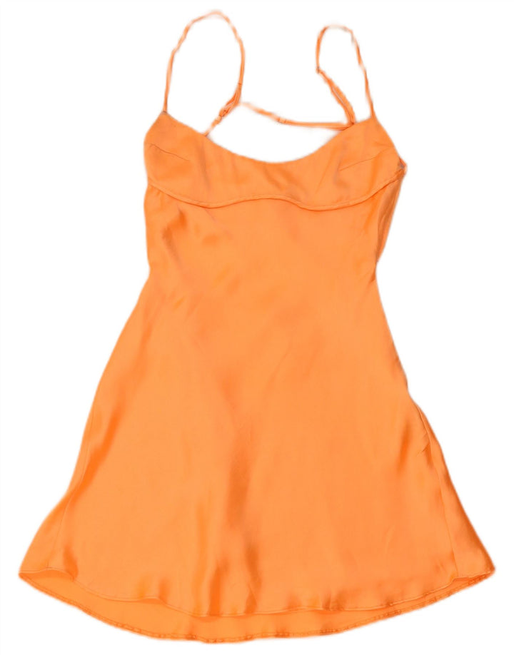 Zara Femme Mini Robe Slip UK 8 Petit Orange Polyester