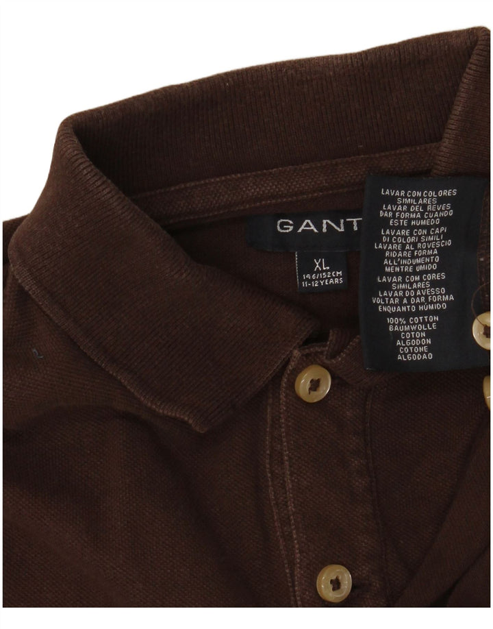 GANT Polo à manches longues pour garçon 11-12 ans XL Marron Coton