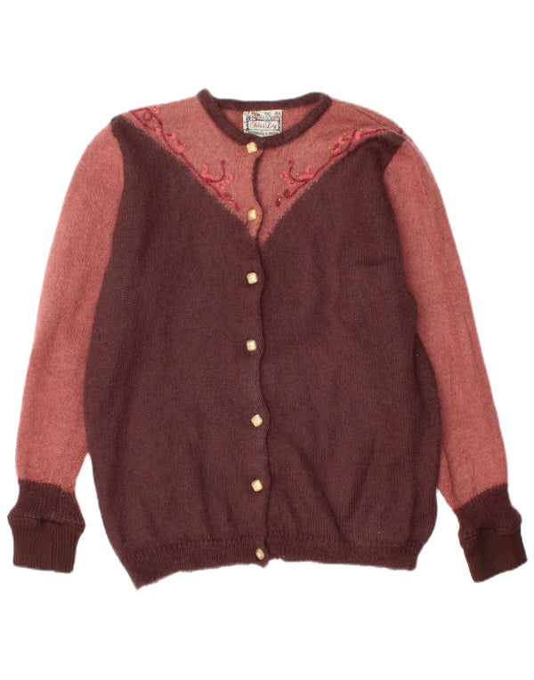 vintage Femme Cardigan Pull UK 18 XL Maroon Colourblock