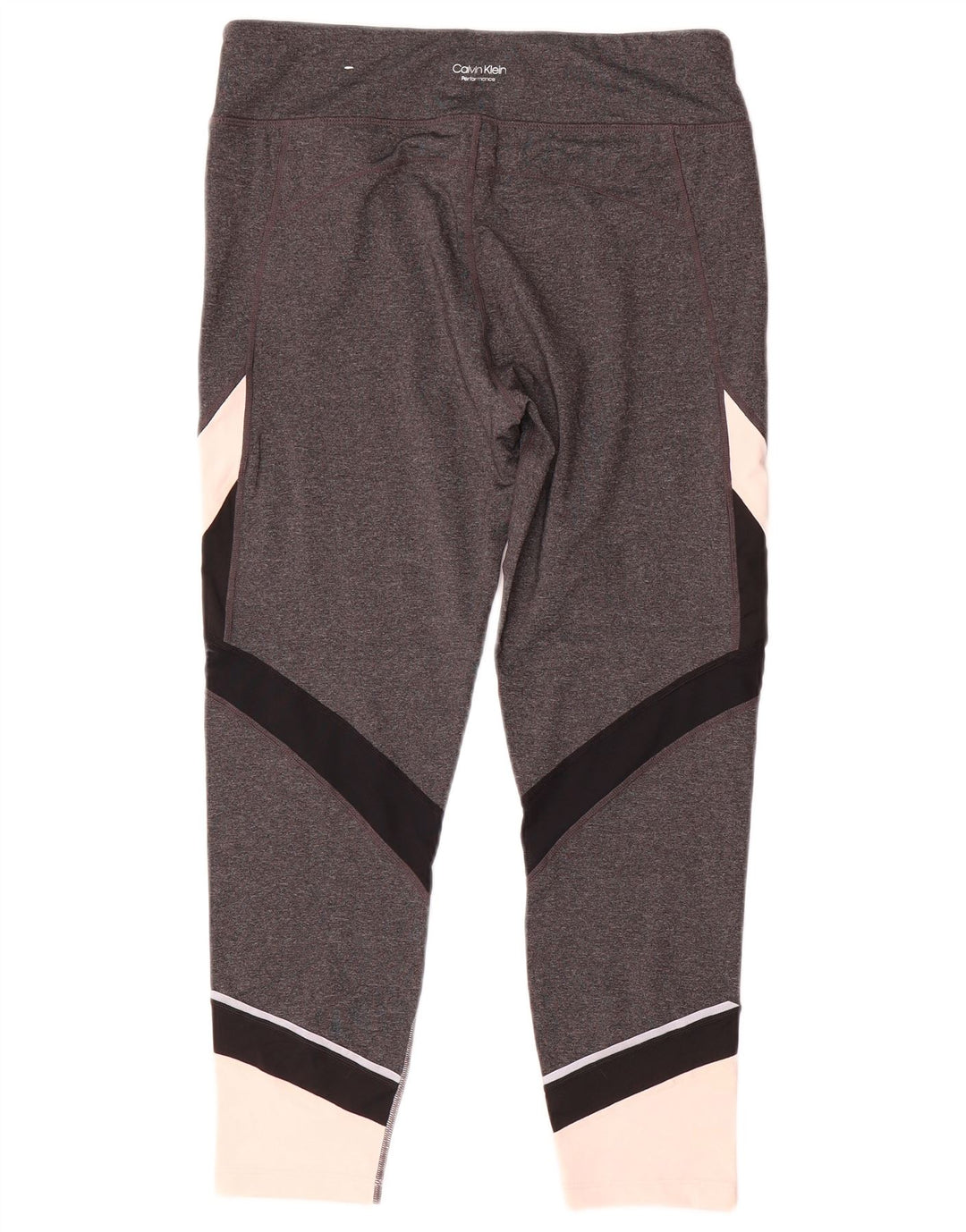 Calvin Klein Leggings Femme UK 16 Large Gris Colorblock