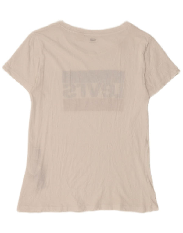Levi's T-shirt graphique à manches courtes pour femme Coupe régulière UK 8 Small Blanc