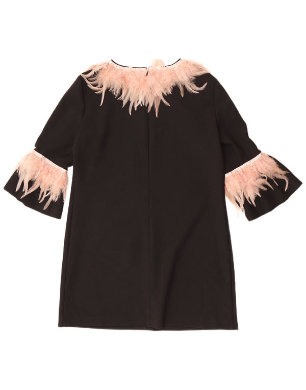 Zara Robe droite à manches 3/4 pour femme UK 16 Large Noir Polyester