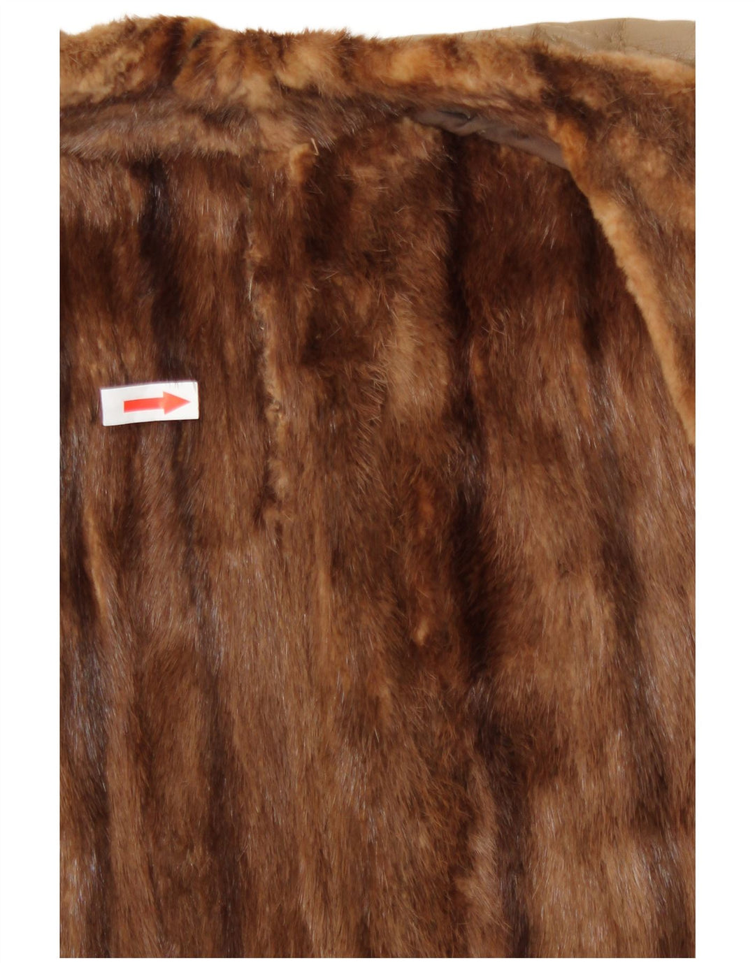 manteau en cuir de fourrure femme vintage UK 16 Grand Beige