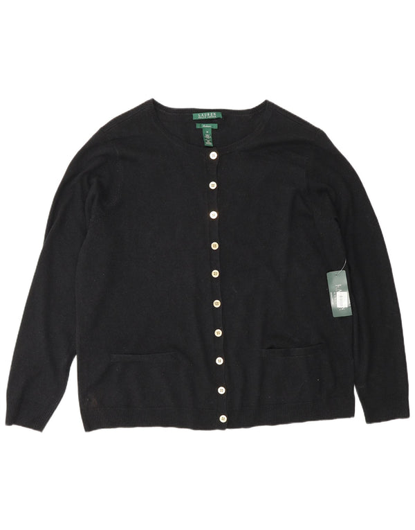 Ralph Lauren Pull Cardigan Femme UK 18 XL Soie Noire