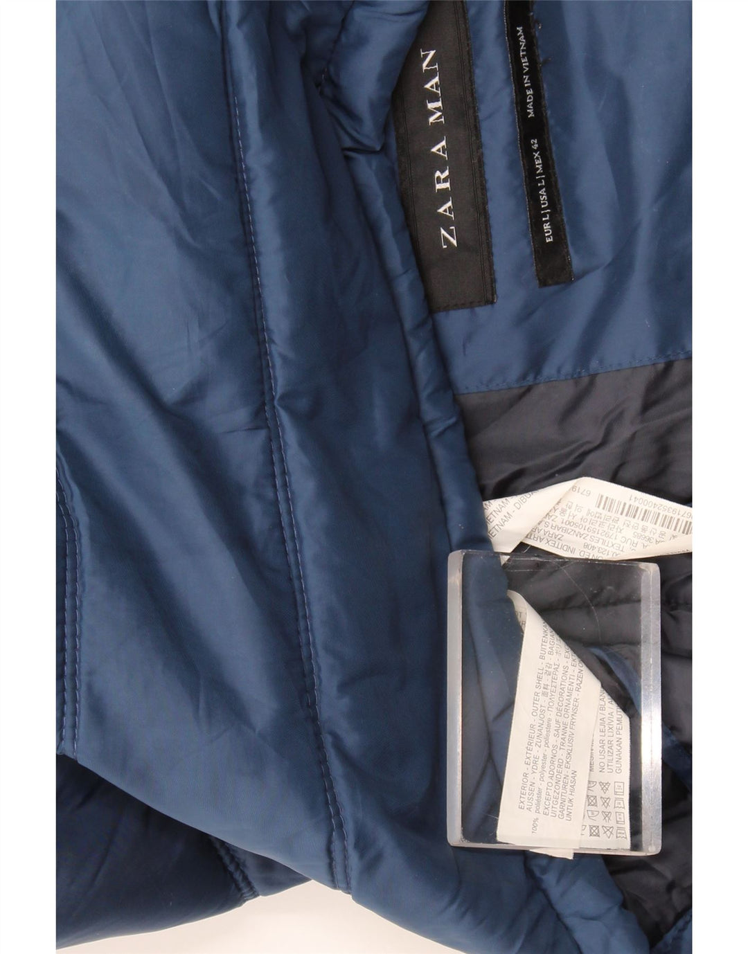 Zara Gilet rembourré pour homme UK 42 Large Bleu Polyester