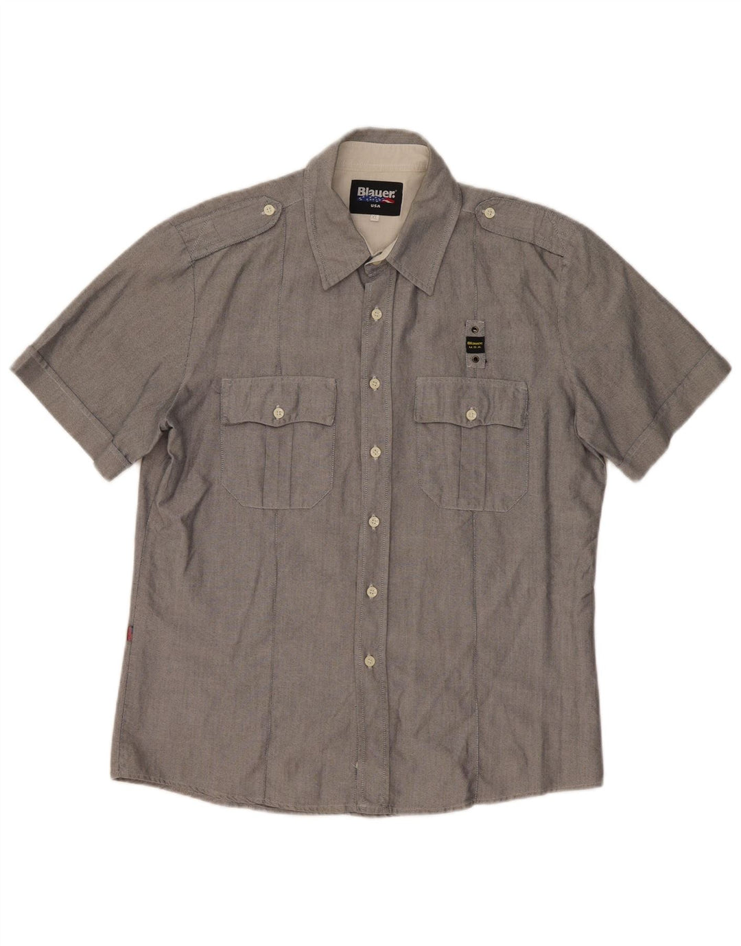 Blauer Chemise à Manches Courtes Homme XL Gris Coton