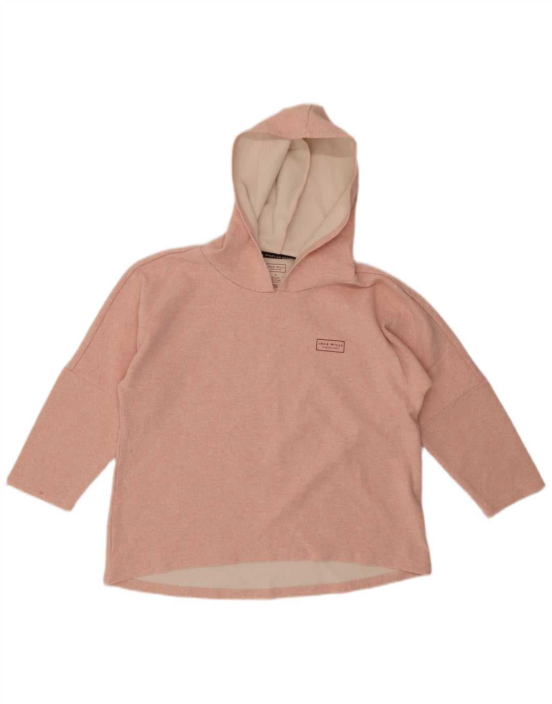 JACK WILLS Pull à capuche surdimensionné pour femme UK 10 Petit rose moucheté