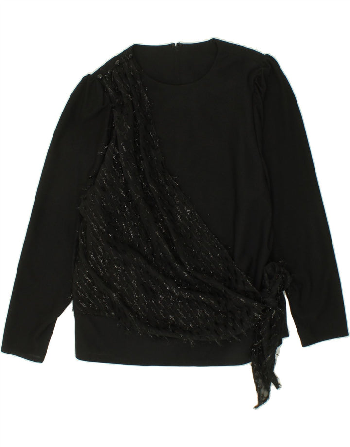 VINTAGE Womens Blouse Top UK 12 Medium Black Polyester Vintage Vintage and Second-Hand Vintage from Messina Hembry 