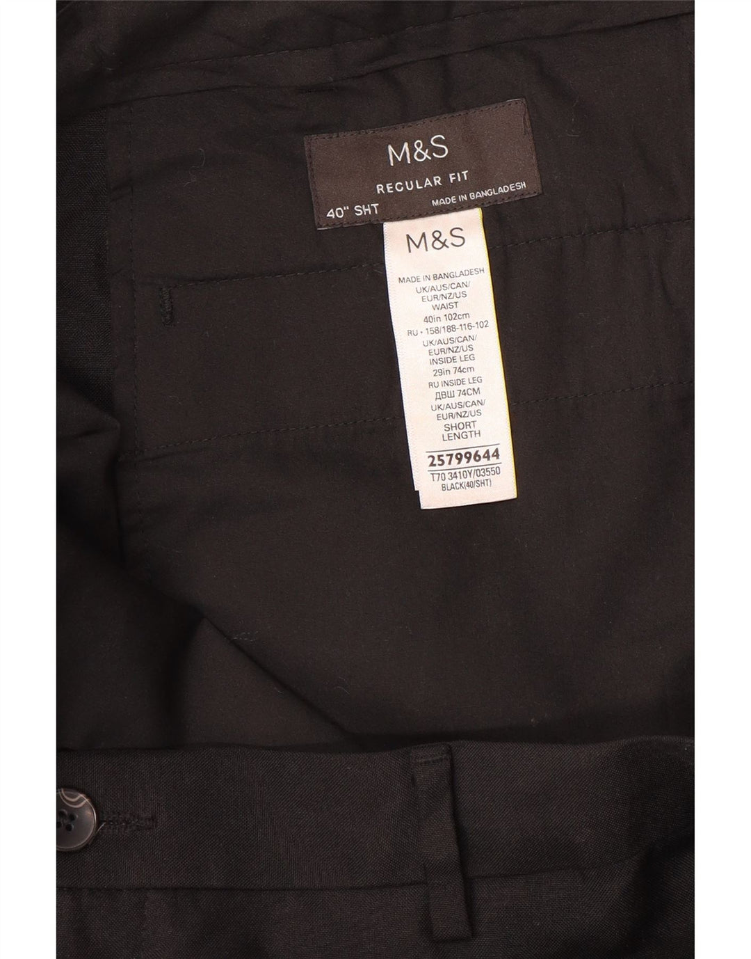 MARKS & SPENCER Pantalon Chino Coupe Regular Homme W40 L29 Noir