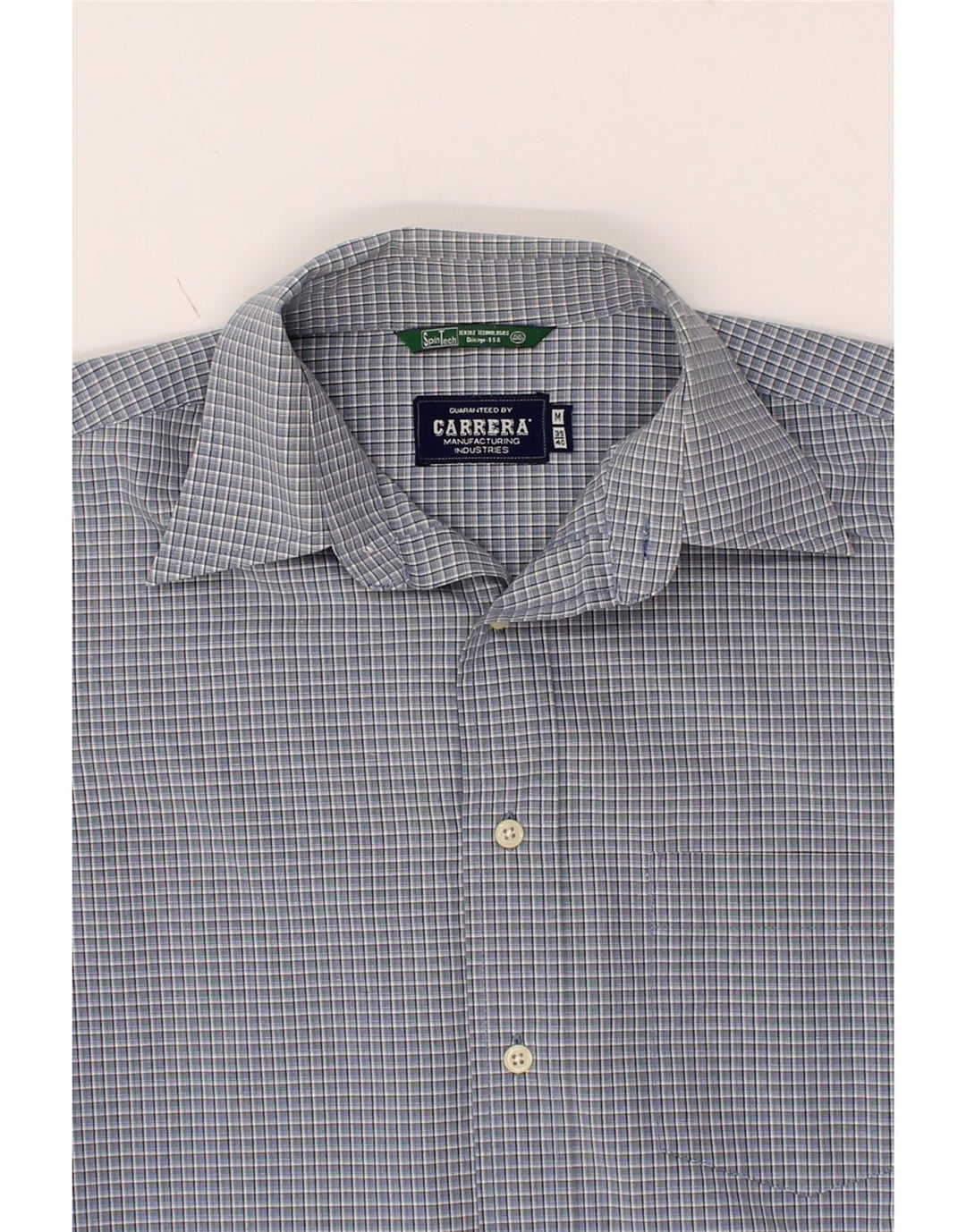 CARRERA Mens Shirt Size 39/40 Medium Blue Check Cotton Vintage Carrera and Second-Hand Carrera from Messina Hembry 